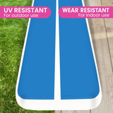 Powertrain 7m x 1m  x 20cm Air Track Inflatable Tumbling Gymnastics Mat - Blue White - Close-Up Angle