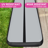 Powertrain 7m x 1m x 20cm Air Track Inflatable Tumbling Mat Gymnastics - Grey Black - Close-Up Angle