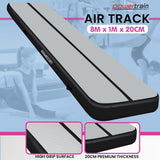 Powertrain 8m x 1m x 20cm Air Track Inflatable Tumbling Mat Gymnastics - Grey Black - Extra Image