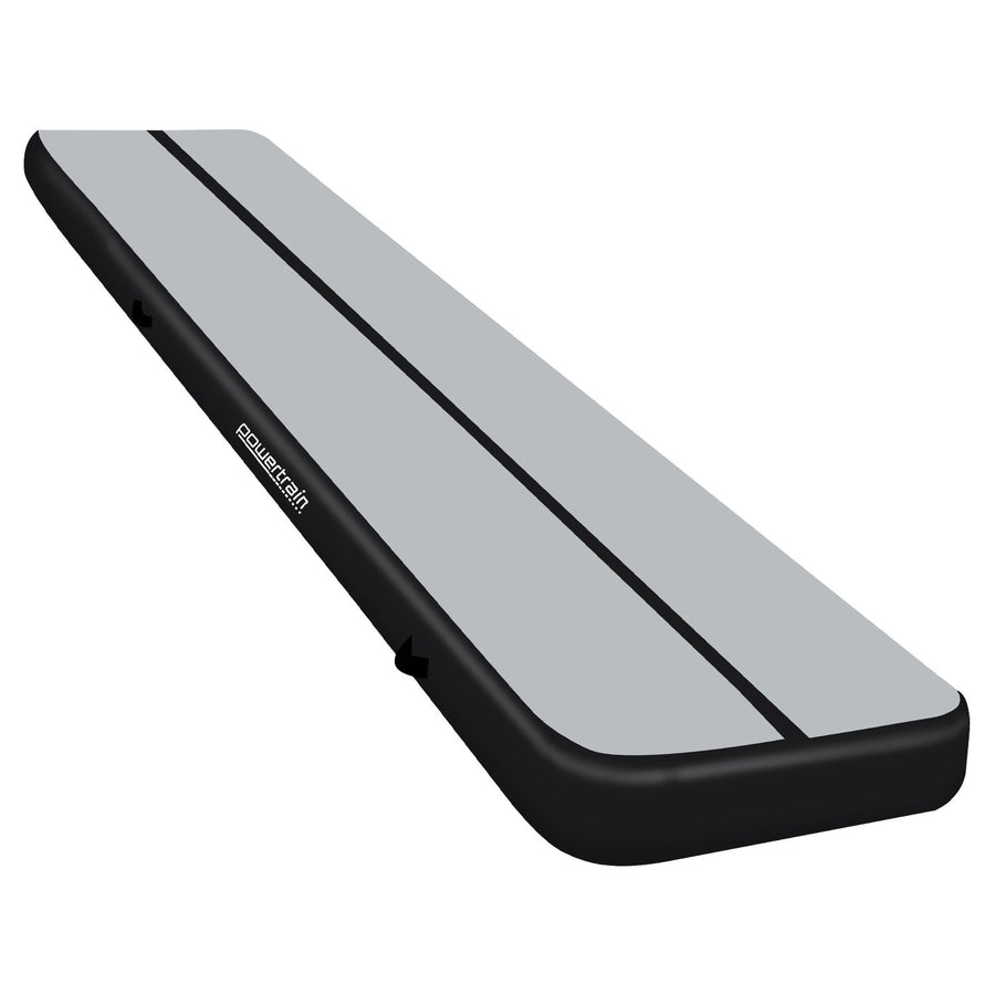 Powertrain 8m x 1m x 20cm Air Track Inflatable Tumbling Mat Gymnastics - Grey Black