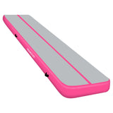 Powertrain 8m x 1m x 20cm Air Track Inflatable Gymnastics Mat Tumbling - Grey Pink