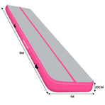 Powertrain 8m x 1m x 20cm Air Track Inflatable Gymnastics Mat Tumbling - Grey Pink