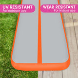 Powertrain 3m x 1m Air Track Inflatable Gymnastics Mat - Orange Grey - Low Angle