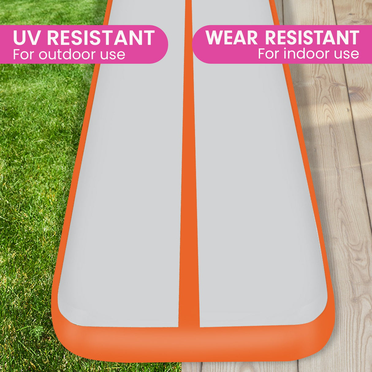 Powertrain 4m x 1m Air Track Inflatable Gymnastics Mat - Orange