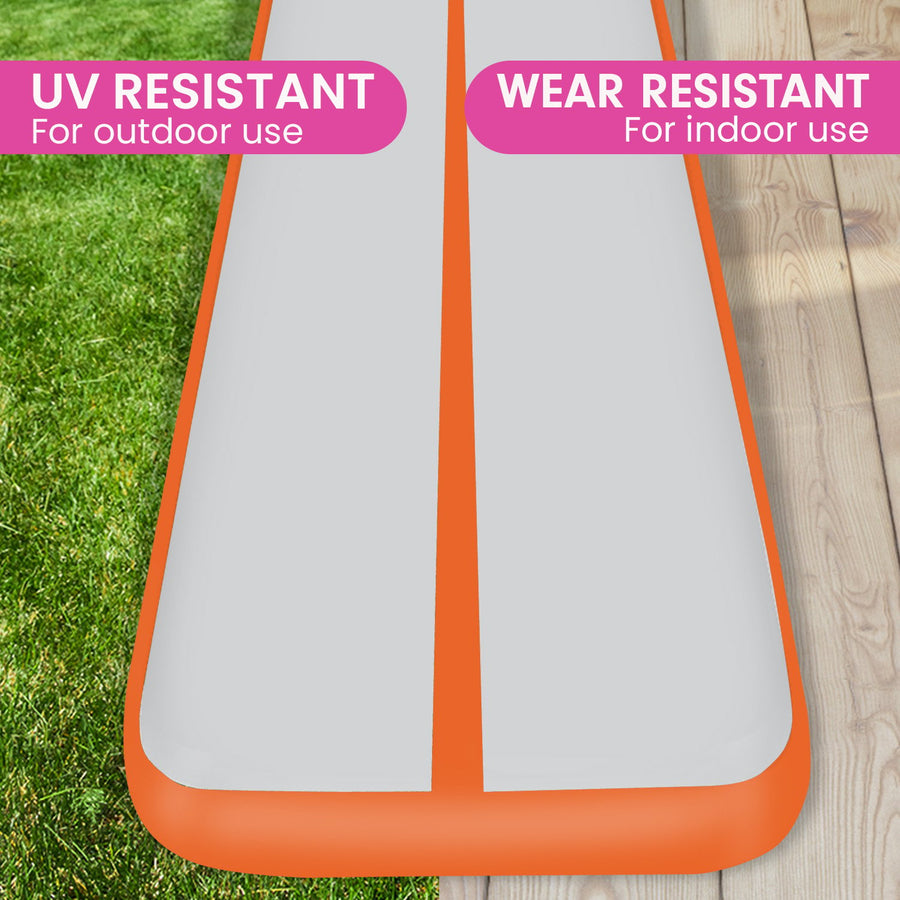 Powertrain 4m x 1m Air Track Inflatable Gymnastics Mat - Orange