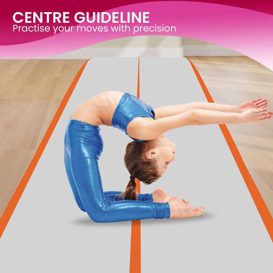 Powertrain 4m x 1m Air Track Inflatable Gymnastics Mat - Orange