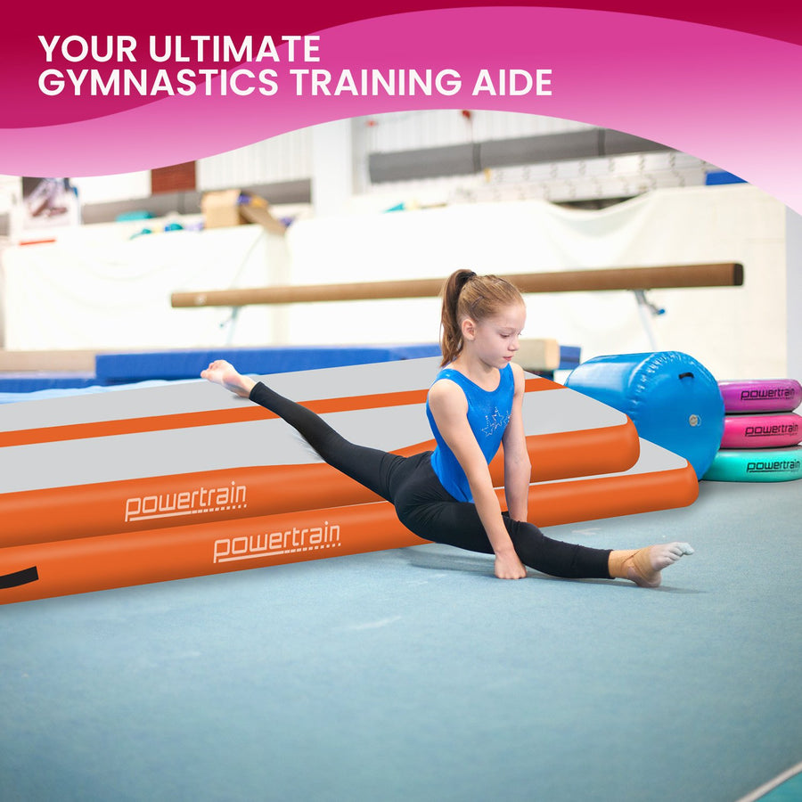 Powertrain 4m x 1m Air Track Inflatable Gymnastics Mat - Orange