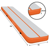 Powertrain 4m x 1m Air Track Inflatable Gymnastics Mat - Orange - Top-Down View