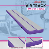 Powertrain 4m x 1m Air Track Inflatable Gymnastics Mat - Purple Grey