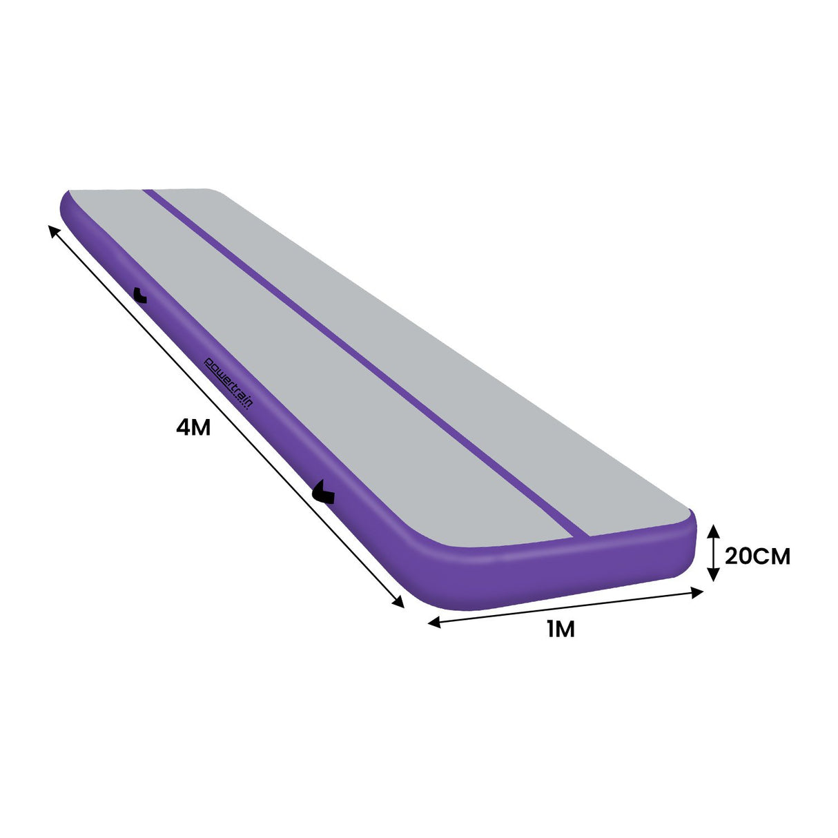 Powertrain 4m x 1m Air Track Inflatable Gymnastics Mat - Purple Grey