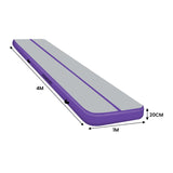 Powertrain 4m x 1m Air Track Inflatable Gymnastics Mat - Purple Grey - Top-Down View