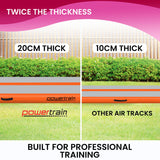 Powertrain 5m x 1m Air Track Inflatable Gymnastics Mat - Orange Grey - Close-Up Angle