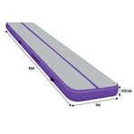 Powertrain 5m x 1m Air Track Inflatable Gymnastics Mat - Purple Grey