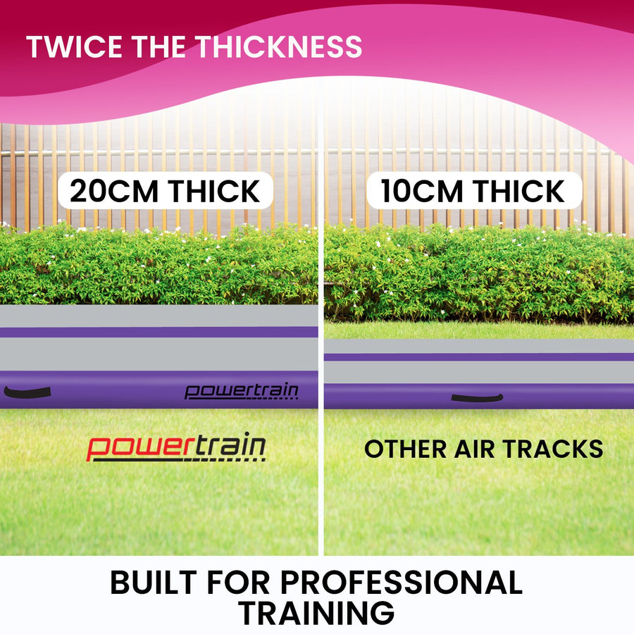 Powertrain 5m x 1m Air Track Inflatable Gymnastics Mat - Purple Grey
