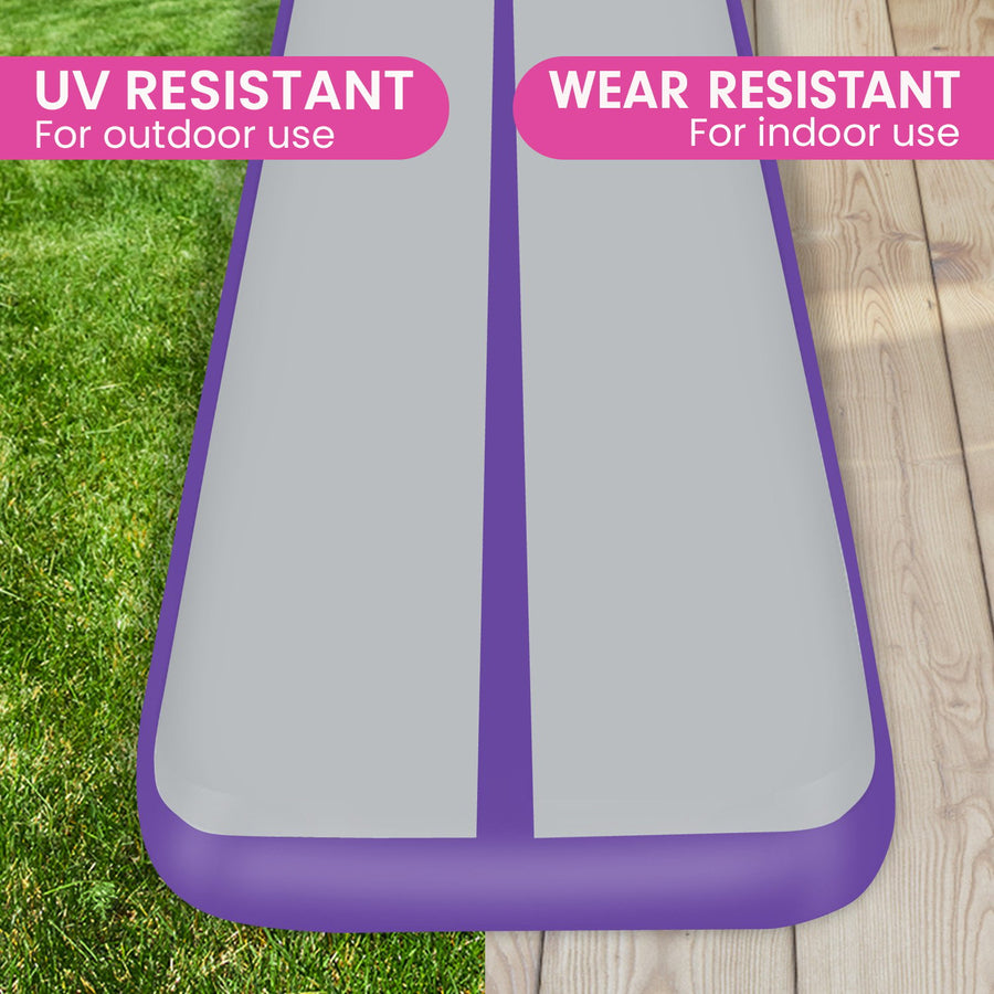 Powertrain 5m x 1m Air Track Inflatable Gymnastics Mat - Purple Grey