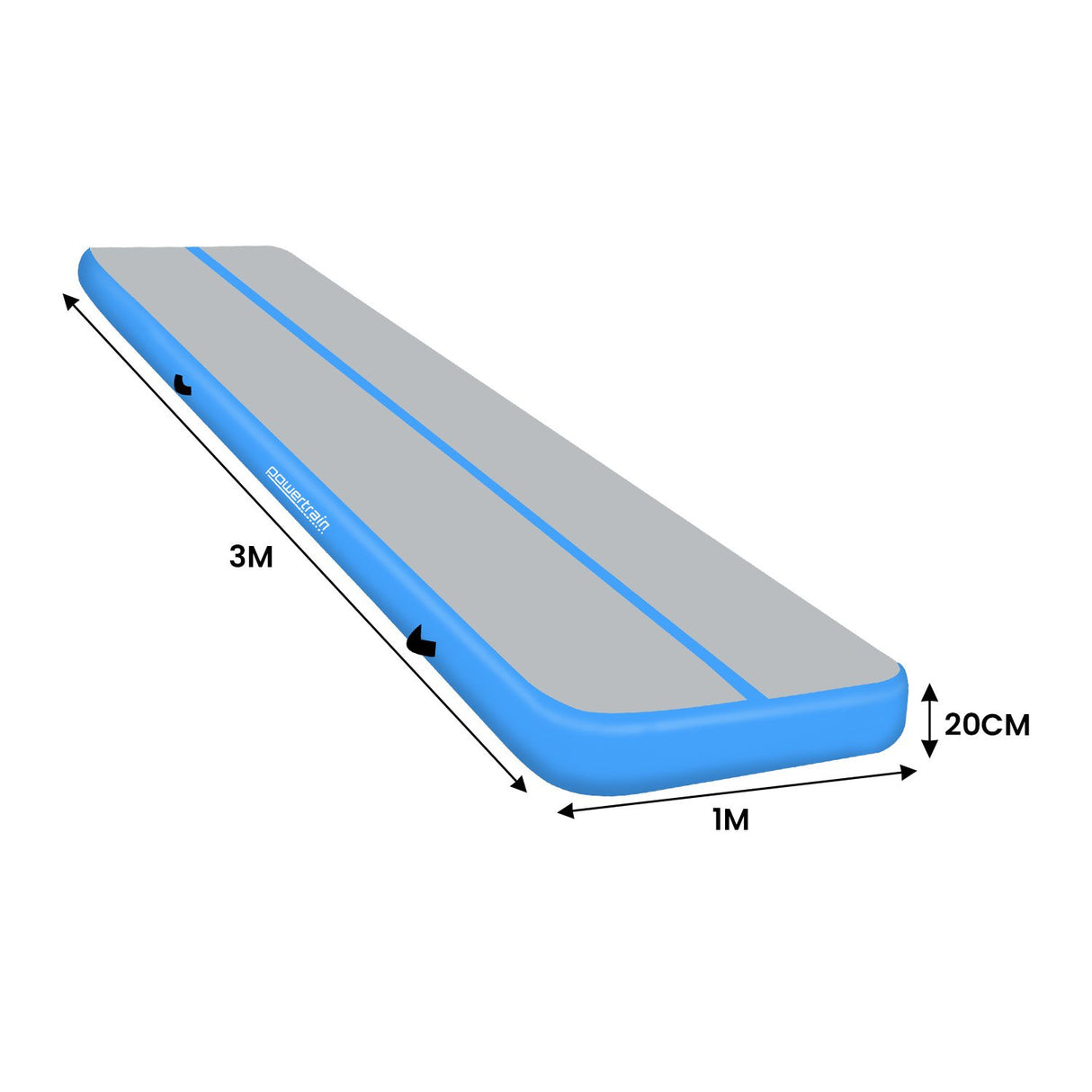 Powertrain 3m x 1m Air Track Inflatable Gymnastics Mat - Blue