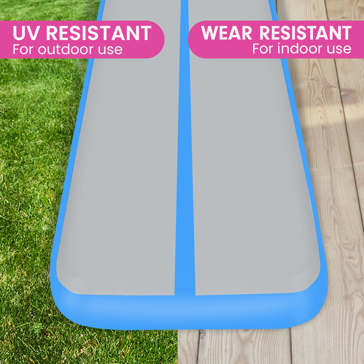 Powertrain 3m x 1m Air Track Inflatable Gymnastics Mat - Blue
