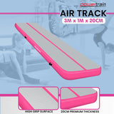 Powertrain 3m x 1m Air Track Inflatable Gymnastics Mat - Pink - Front View