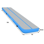 Powertrain 5m x 1m Air Track Inflatable Gymnastics Mat - Blue