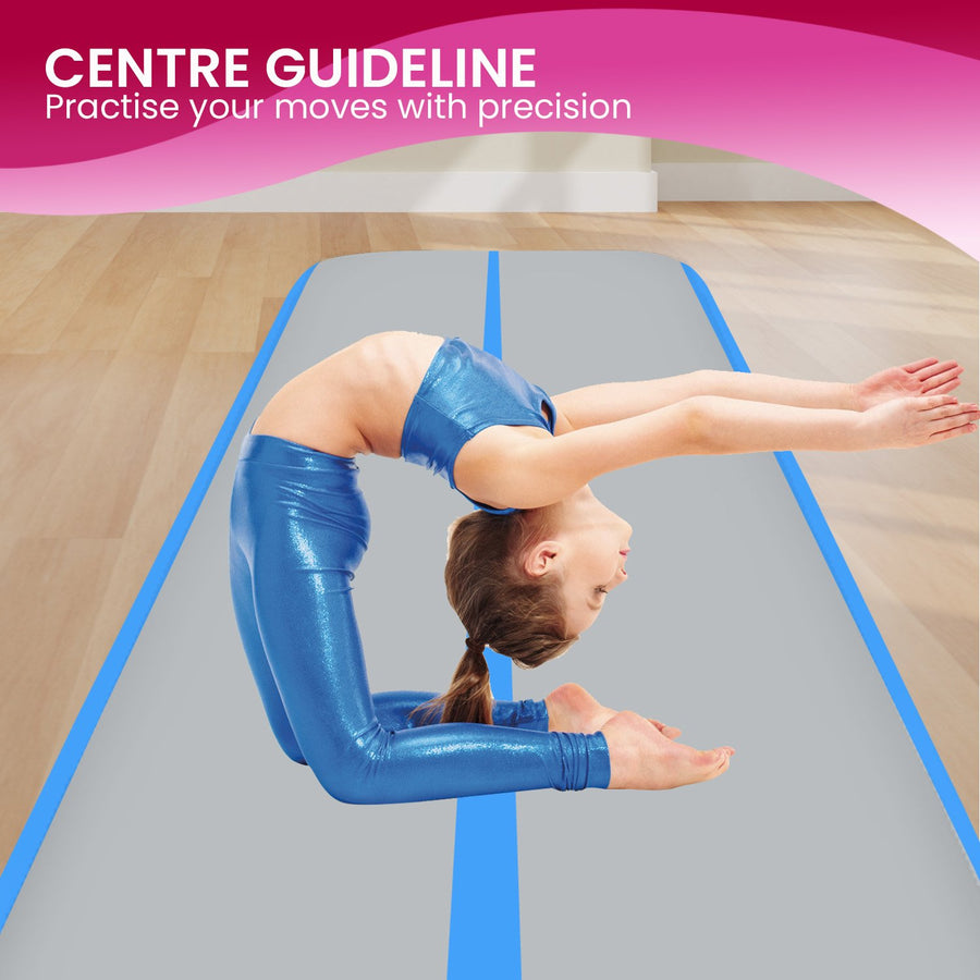 Powertrain 5m x 1m Air Track Inflatable Gymnastics Mat - Blue