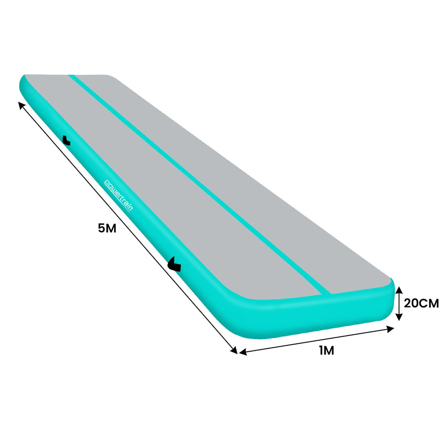 Powertrain 5m x 1m Air Track Inflatable Gymnastics Mat - Green