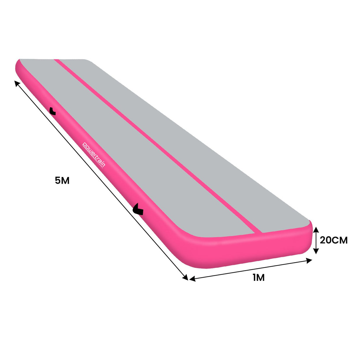Powertrain 5m x 1m Air Track Inflatable Gymnastics Mat - Pink