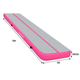 Powertrain 5m x 1m Air Track Inflatable Gymnastics Mat - Pink - Side View