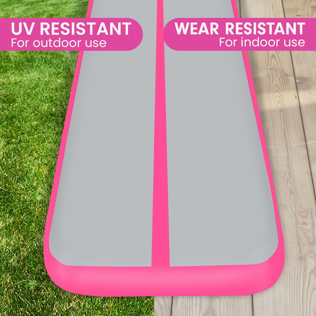 Powertrain 5m x 1m Air Track Inflatable Gymnastics Mat - Pink