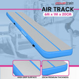 Powertrain 6m x 1m x 20cm Air Track Inflatable Gymnastics Mat - Blue