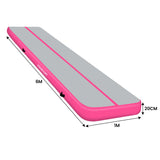 Powertrain 6m x 1m x 20cm Air Track Inflatable Gymnastics Mat - Pink - Side View