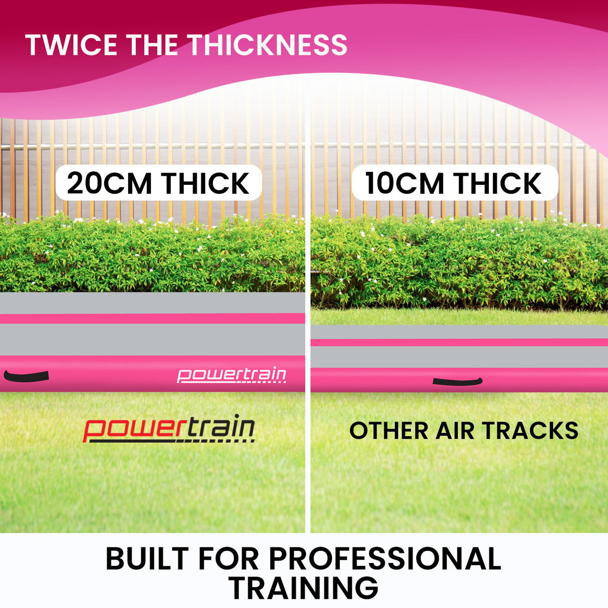 Powertrain 6m x 1m x 20cm Air Track Inflatable Gymnastics Mat - Pink