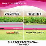 Powertrain 6m x 1m x 20cm Air Track Inflatable Gymnastics Mat - Pink - Rear View