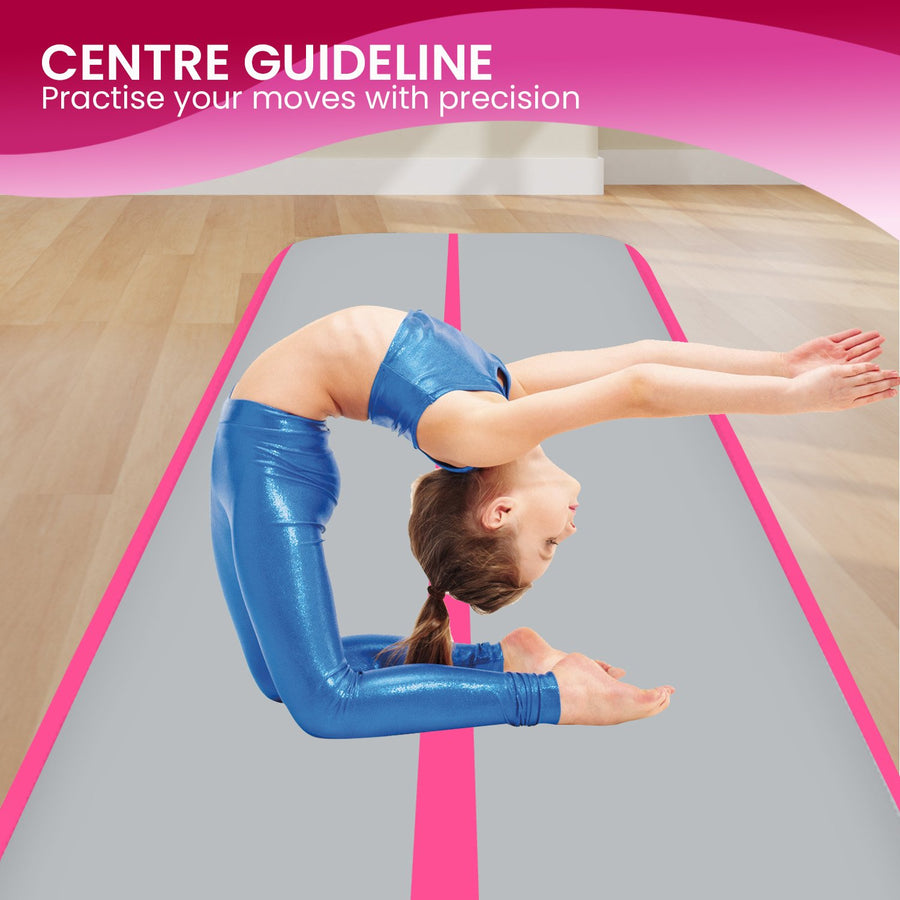 Powertrain 6m x 1m x 20cm Air Track Inflatable Gymnastics Mat - Pink