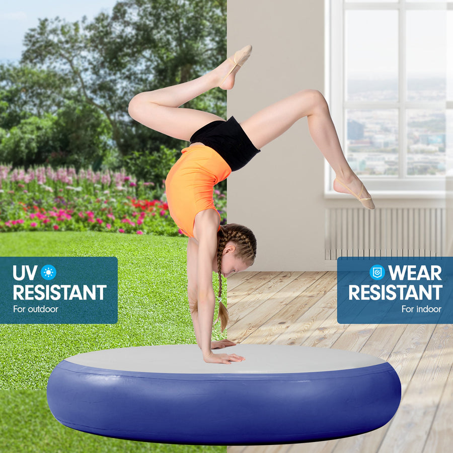 Powertrain 1m Air Track Spot Round Inflatable Tumbling Mat - Dark Blue