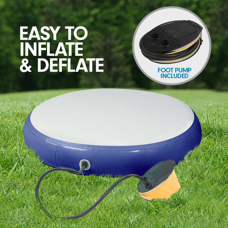 Powertrain 1m Air Track Spot Round Inflatable Tumbling Mat - Dark Blue