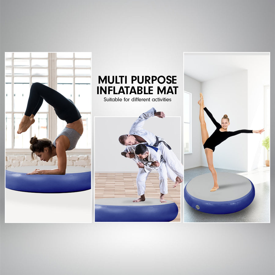 Powertrain 1m Air Track Spot Round Inflatable Tumbling Mat - Dark Blue