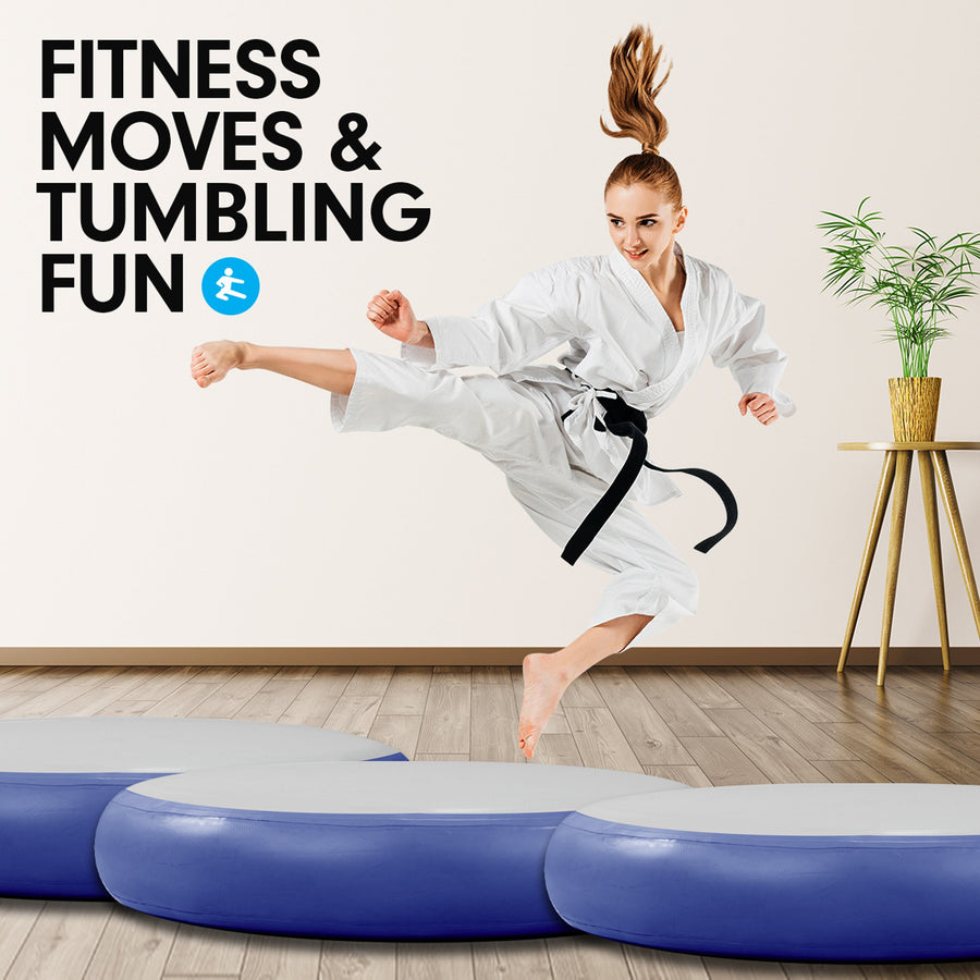 Powertrain 1m Air Track Spot Round Inflatable Tumbling Mat - Dark Blue