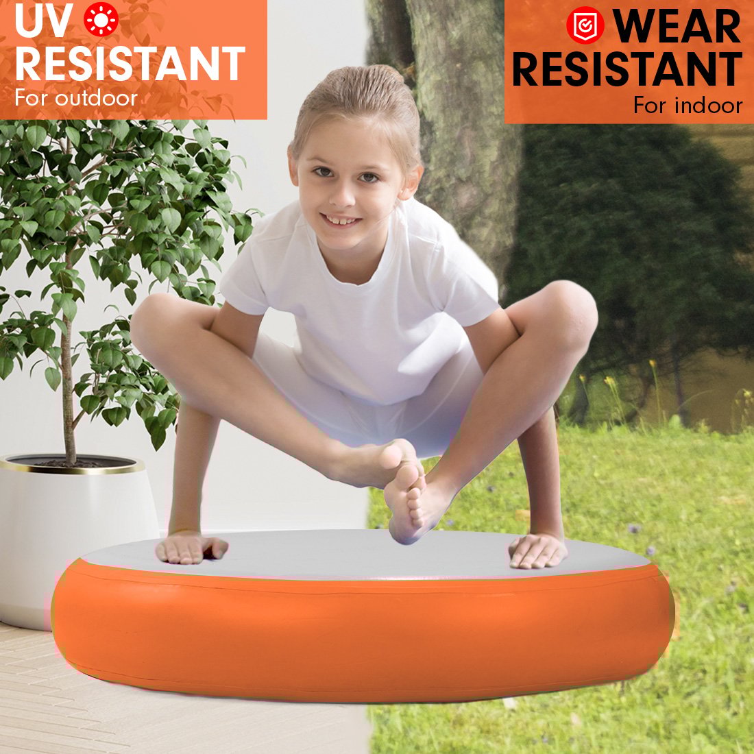 Powertrain 1m Air Track Spot Round Inflatable Tumbling Mat - Orange
