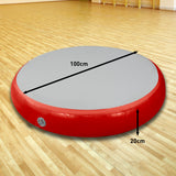 Powertrain 1m Air Track Spot Round Inflatable Tumbling Mat - Red - Low Angle