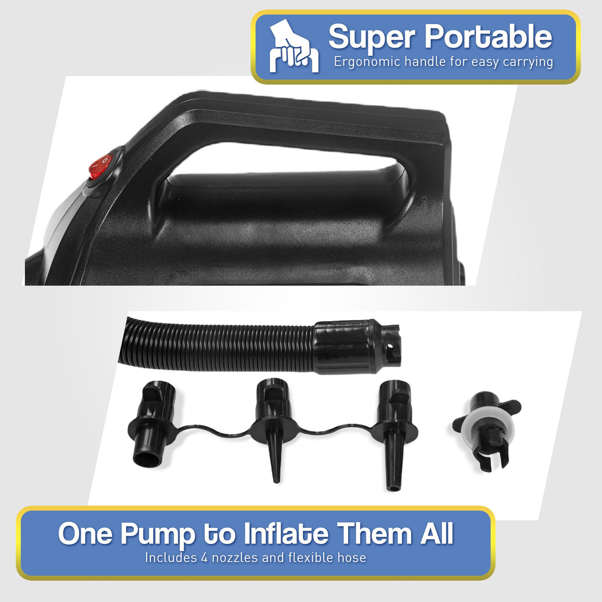 600W Portable Electric Air Pump for Air Tracks Inflatable Beds Toys