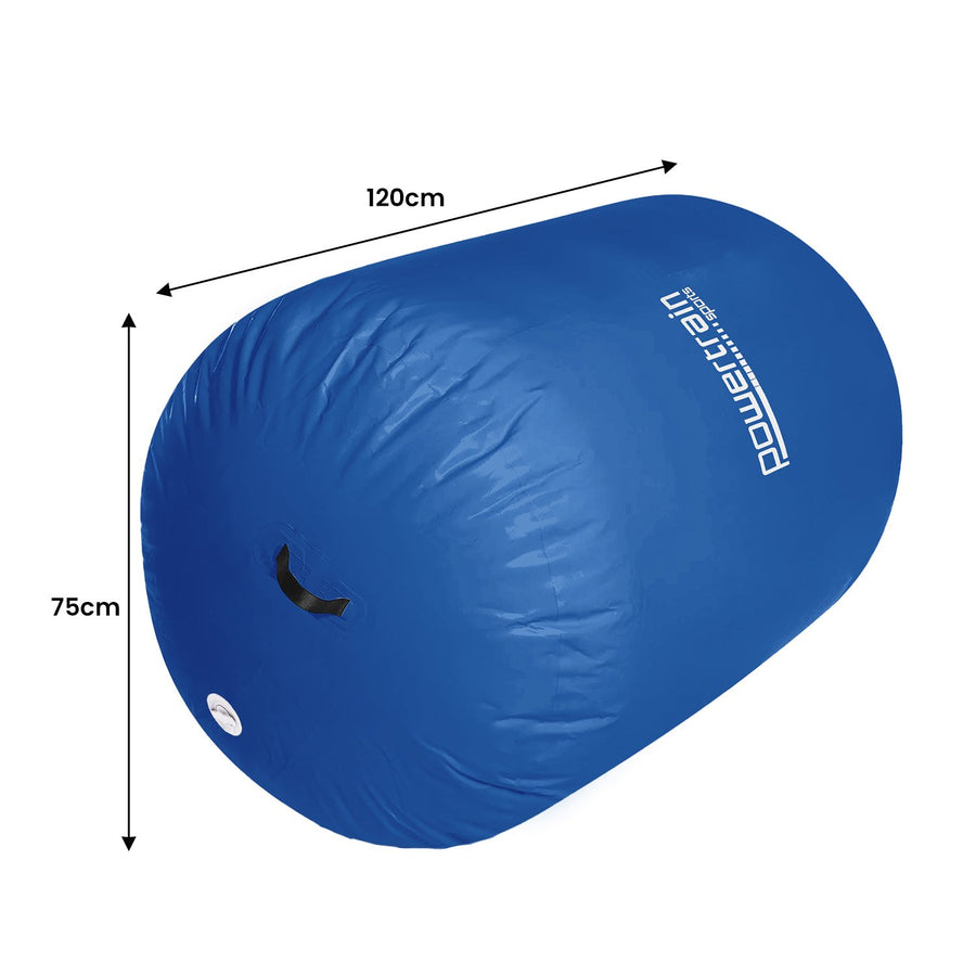 Powertrain Inflatable Air Barrel Exercise Roller 120cm x 75cm - Blue