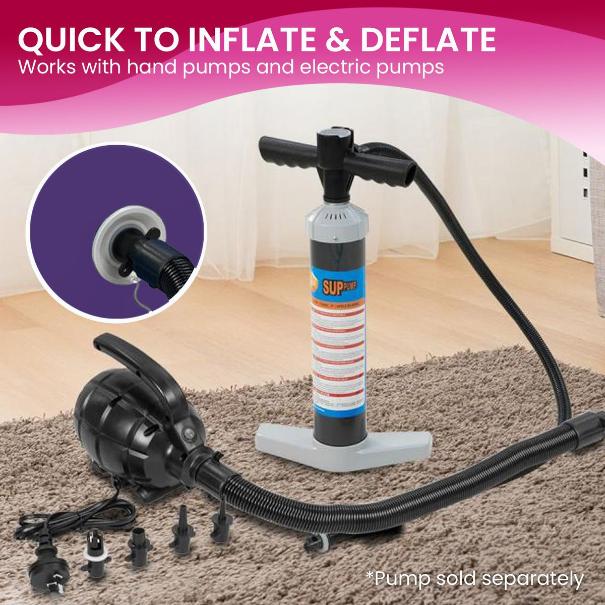 Powertrain Inflatable Air Barrel Exercise Roller 120cm x 75cm - Purple