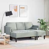 Sofa Set with Cushion 2 pcs Light Grey Polyester - Side View