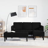 Sofa Set with Cushion 2 pcs Black Polyester - Front View