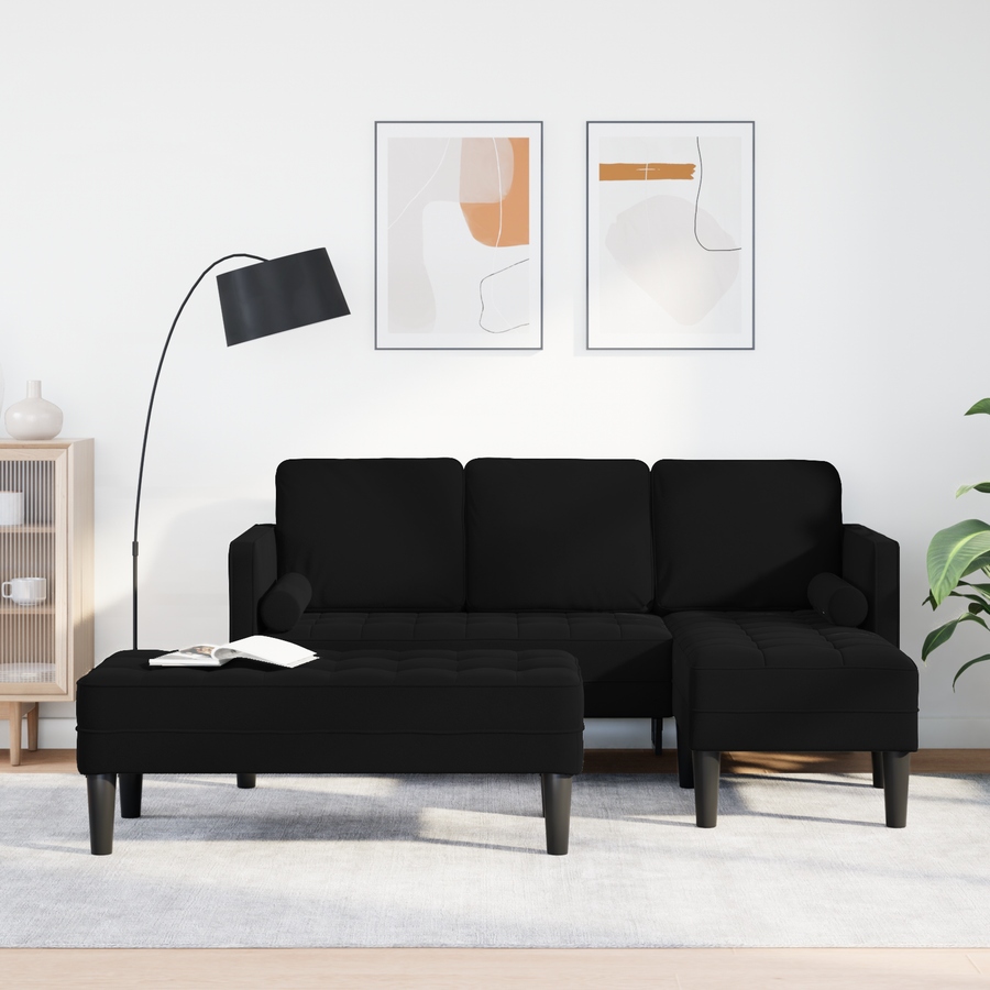 Sofa Set 2 pcs Black Polyester