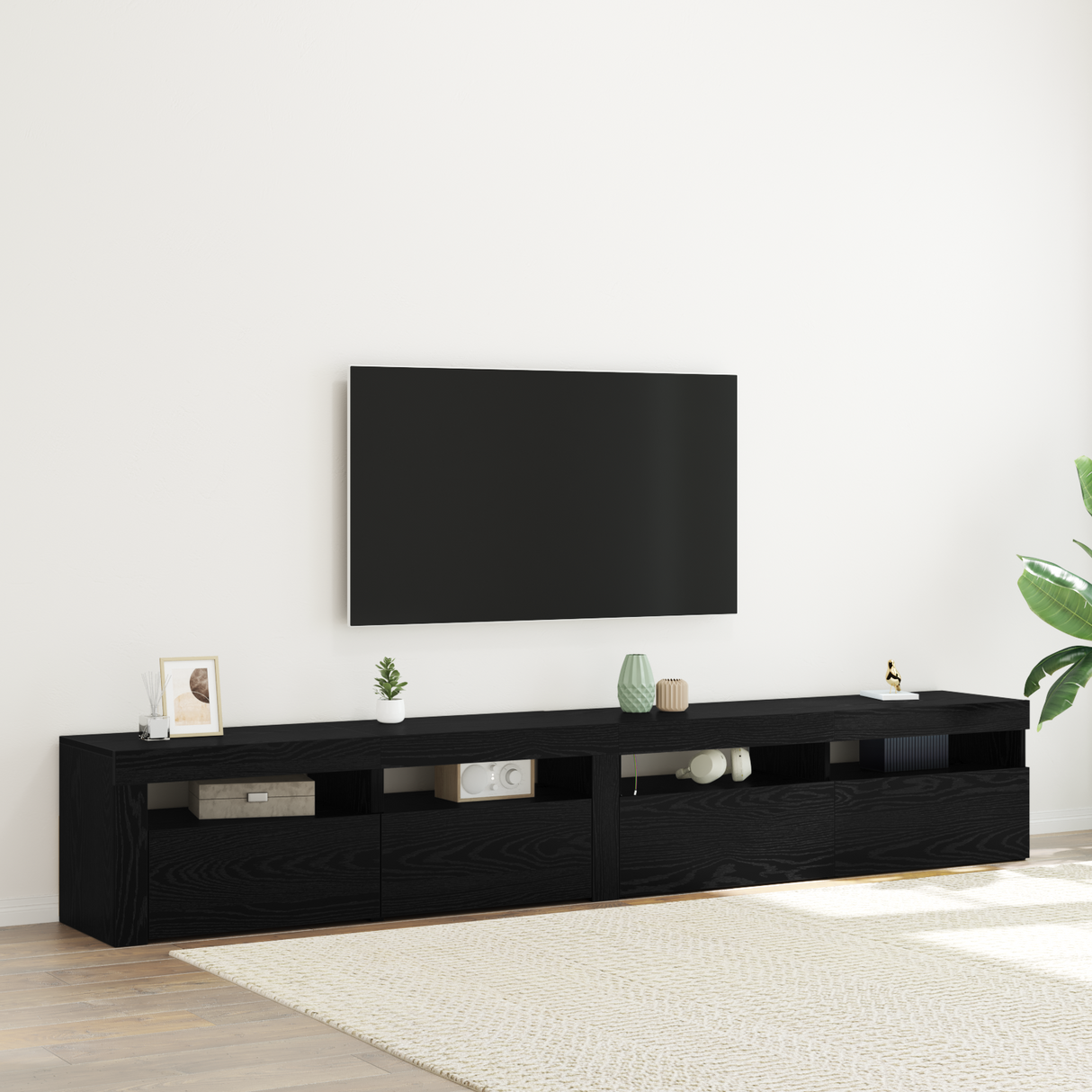 TV Cabinet 2 pcs Black Oak 240 x 35 x 40 cm Engineered Wood