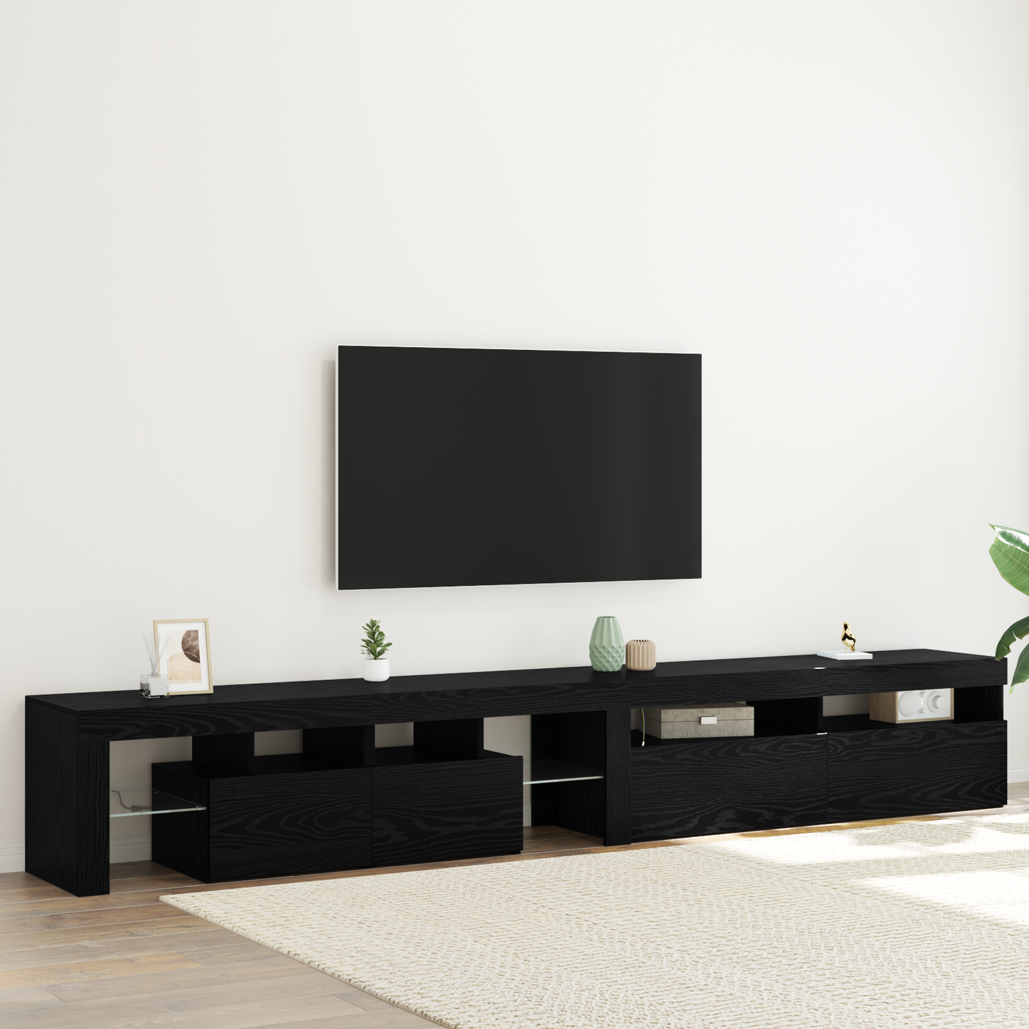 TV Cabinet 2 pcs Black Oak 260 x 37 x 40 cm Engineered Wood