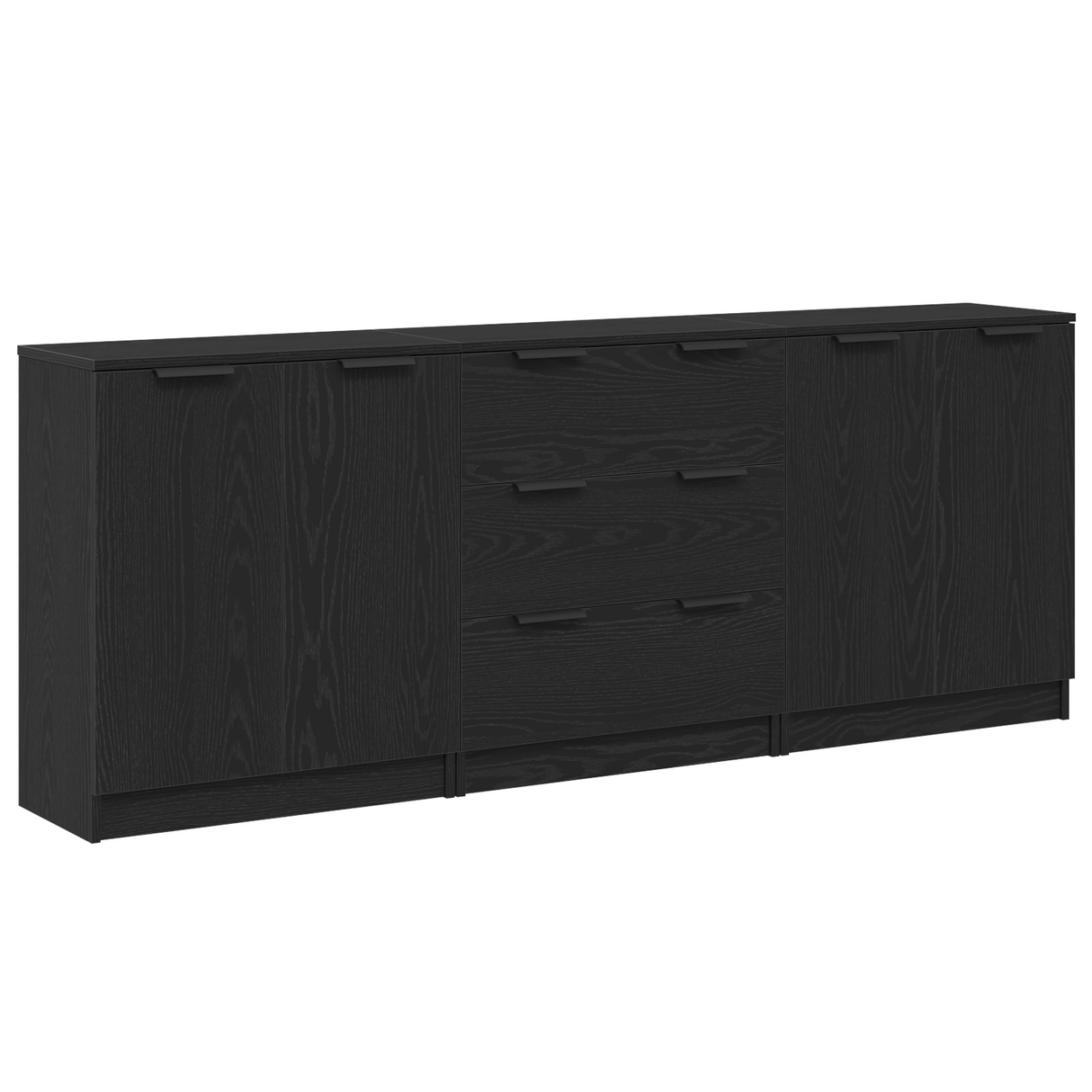 Sideboard 3 pcs Black Oak 180 x 30 x 70 cm Engineered Wood