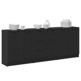 Sideboard 3 pcs Black Oak 180 x 30 x 70 cm Engineered Wood