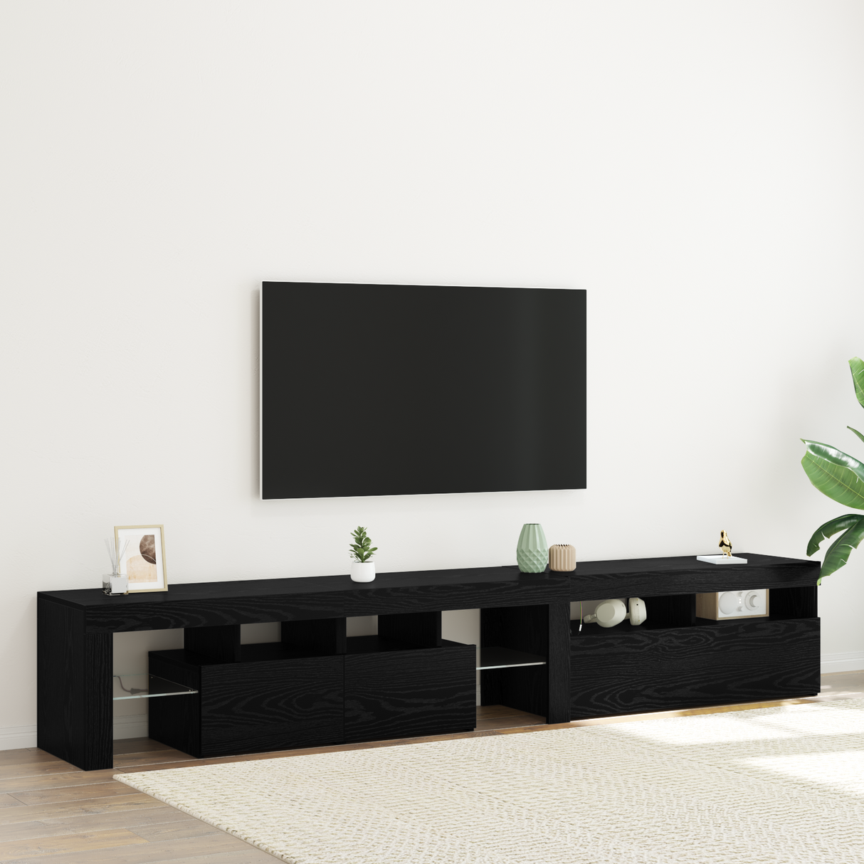 TV Cabinet 2 pcs Black Oak 230 x 36.5 x 40 cm Engineered Wood
